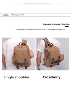 Dettaglio del borsello in tela vintage indossato come borsa a spalla o a tracolla