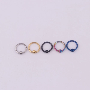 316L stainless steel universal piercing rings in silver, gold, black, rainbow and blue