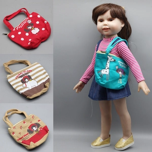 Miniature canvas doll handbags with various animal patterns for 18-inch girl doll accessories