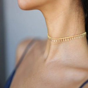 Κολιέ Choker Με Ανάγλυφα Μενταγιόν Μεταλλική Αλυσίδα Μινιμαλιστικό Κόσμημα Για Γυναίκες