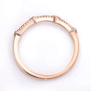 Minimalist rose gold ring with 4 delicate micro-pave small diamonds for women