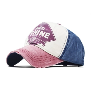 Vintage Distressed Baseball Cap Washable Cotton Patchwork Embroidered Retro Adjustable Outdoor Sun Hat Unisex