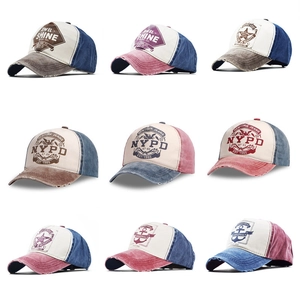 Distressed cotton baseball cap collection in nine vintage colorways and worn styles