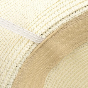 Cappello da sole in paglia per donna con tesa larga e fiocco, pieghevole estivo da spiaggia