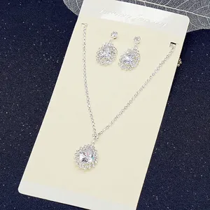 Elegant bridal jewelry set with pear-shaped cubic zirconia necklace and earrings