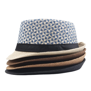 Men's summer straw fedora hats in diverse patterns and colors for outdoor sun protection