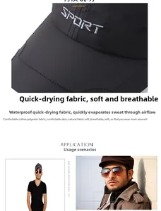 Detail view of waterproof quick-dry baseball cap with sport embroidery and breathable fabric