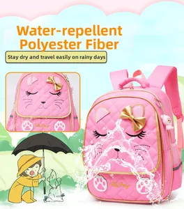 Wasserabweisender rosa Katzen-Rucksack aus Polyester mit Sicherheitsreflektor