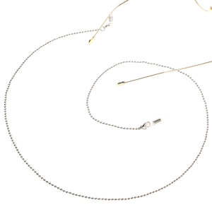 Silver stainless steel bead chain eyewear holder with non-slip silicone connectors