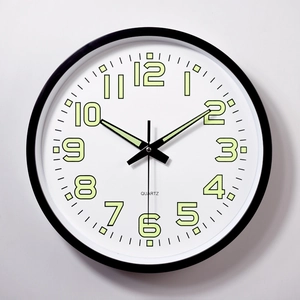 Minimalist 12 inch luminous wall clock with quartz movement and large numerals