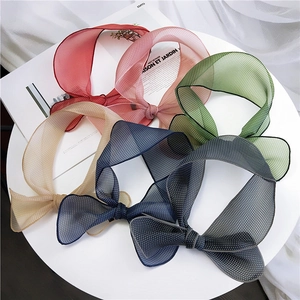 Petit Foulard En Mousseline À Pois Pour Femmes Style Français Ruban Attache Cheveux Accessoire De Sac Léger Élégant