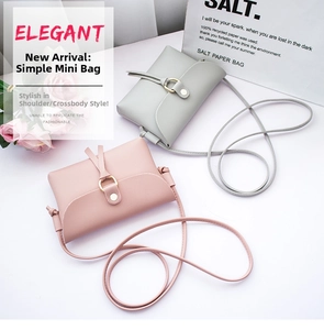 Detailed top view of mini PU leather shoulder bags in soft pink and light grey colors