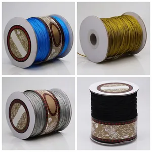 Nylon jewelry cord in lake blue, khaki, gray, and black for DIY bracelet weaving