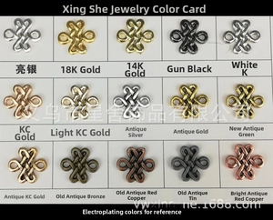 Detailed comparison chart of 15 electroplated metal colors for rose skull jewelry charms