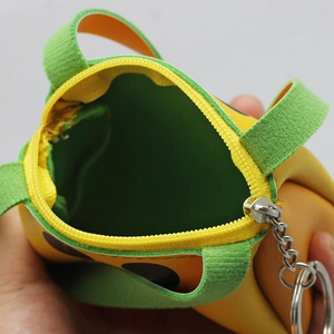 Detailed close-up of yellow and green mini doll umbrella accessory with a metal keychain