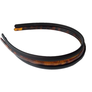 0.8cm black and tortoiseshell plastic headbands with non-slip teeth for women