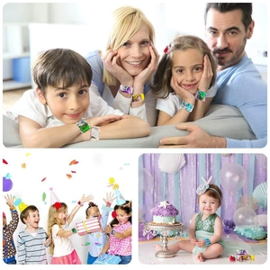 Kids sequins slap bracelets party wristbands featuring animal prints for family celebrations