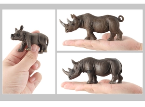 Detailed realistic rhinoceros figurines set showing intricate skin textures on white background