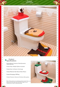 Detailansicht des festlichen WC-Sitzbezug-Sets mit Rentier- und Elfen-Motiven aus Vlies