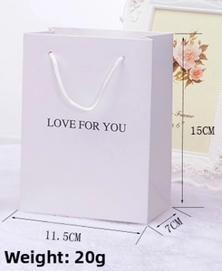 White gift paper bag with Love For You text and size 11.5x7x15cm display for jewelry