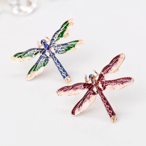 Fashionable enamel dragonfly brooches with sparkling crystals and vibrant color finishes