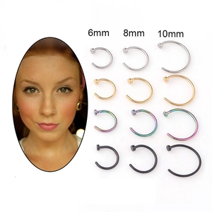 316L Stainless Steel Nose Ring Hoop C Shape Piercing Body Jewelry Punk Fashion Unisex Gold Black Silver Rainbow