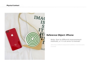 Detailed size comparison of a snail-shaped PU leather crossbody bag next to a smartphone