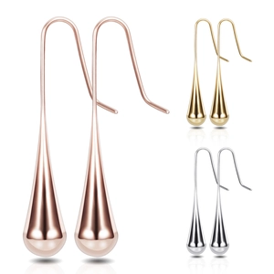 Teardrop Dangle Earrings For Women 304 Stainless Steel Waterdrop Hook Earrings High Polish Mirror Finish Minimalist