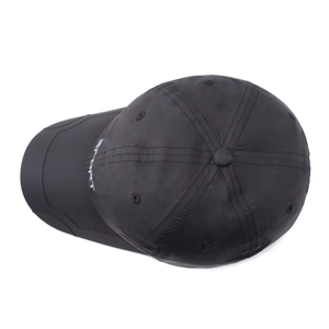 Waterproof quick-dry black sports baseball cap with white Sport embroidery for outdoor