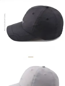 Detail showing breathable mesh vents and embroidered logo on quick-dry baseball caps