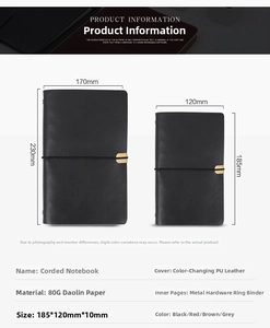 Detailed size comparison of vintage PU leather binder journals in A6 and larger formats