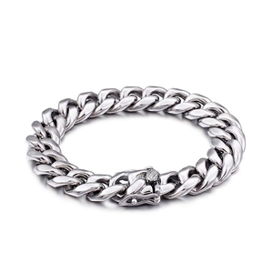 Herren Edelstahl Panzerkette Armband Poliert Silberfarben Minimalistisch Hip Hop Schmuck