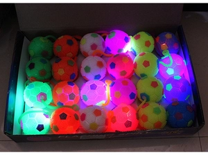 Wholesale box of multi-colored flashing spiky toy balls with internal LED vibration lights