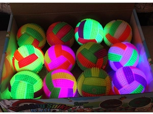 75mm colorful spiky massage balls in a display box with glowing LED light effects