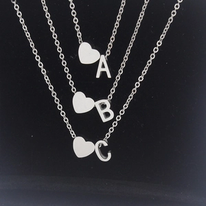 Stainless Steel Necklace With Heart And Initial Letter Pendant Elegant Fashion Jewelry For Men And Women