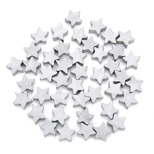 Bulk silver star-shaped wooden beads for DIY jewelry making and children's crafts