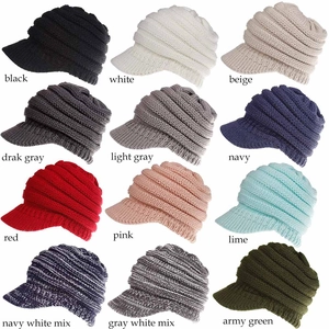 Women's knit ponytail baseball cap featuring 12 vibrant colors in a 4x3 grid layout