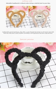 Detail showing soft plush bear ear headbands with high elasticity and comfortable fit