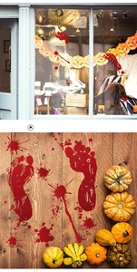 Halloween bloody handprint and footprint static window clings for spooky party decoration