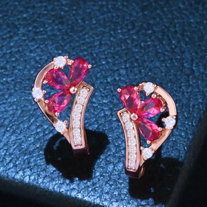 Orecchini A Monachella A Fiore In Rame Placcato Oro Taglio A Pera Zirconia Cubica Colorata Gioielli Minimalisti Da Donna