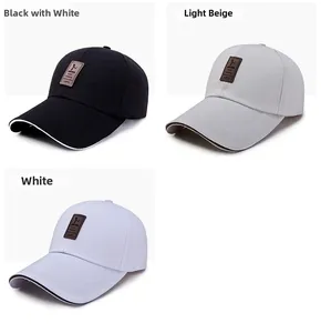 Detailed view of EDIKO baseball caps in black, light beige, and white color options