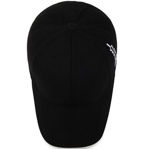 Casquette de baseball noire classique en coton avec broderie blanche et design à six pans