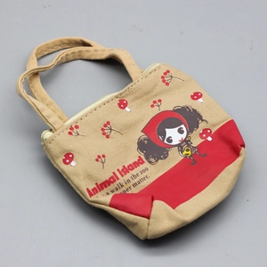Miniature canvas handbag for 18-inch dolls featuring Animal Island cartoon illustration