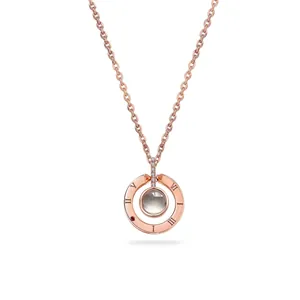 Elegant rose gold S925 sterling silver necklace featuring circular Roman numeral pendant