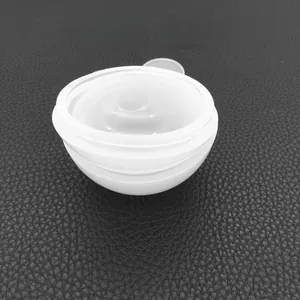 Close-up of translucent round silicone mold with leak-proof seal for DIY resin crafts