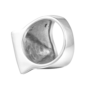 Detailed side view showing the thick polished stainless steel band and mirror finish