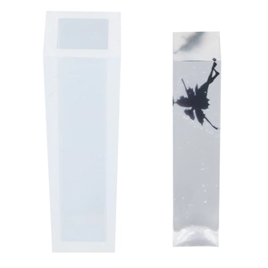 Rectangular silicone mold for resin pendants and clear crystal column craft finished example
