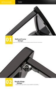 Detail of reinforced metal hinges and durable frame structure for butterfly sunglasses