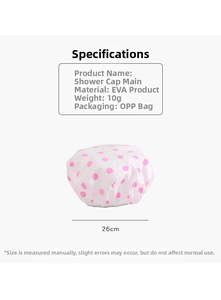 Détail du bonnet de douche en EVA imperméable à pois roses avec diamètre de 26 cm