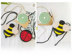Three cute insect-shaped crossbody bags: snail, bee, and ladybug designs for kids